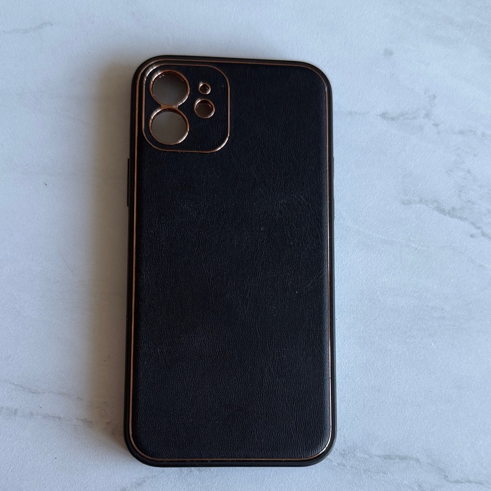 Black Leather Phone Case iPhone 12 plus
